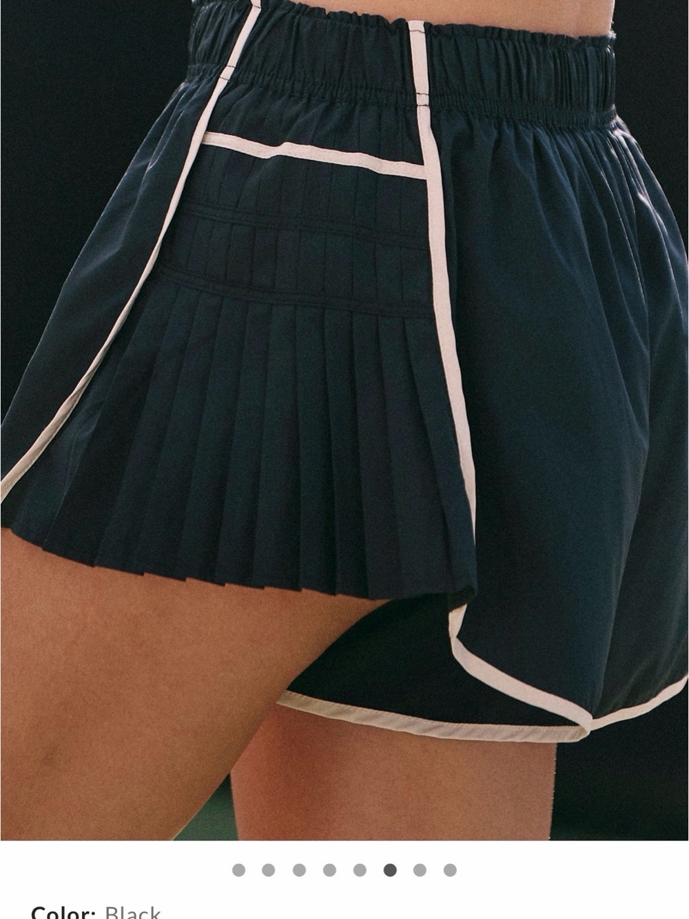 FP Movement by Free People Easy Tiger Black Pleated Short with Bone/Khaki Trim